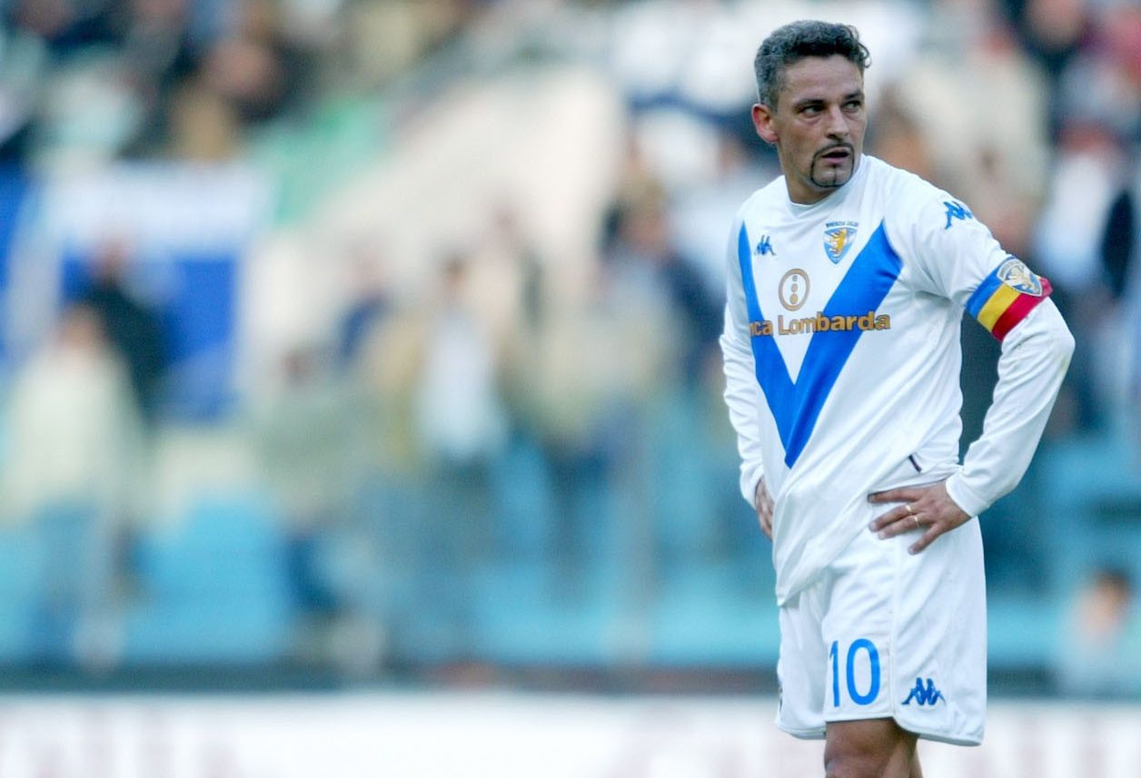 Roberto Baggio con la maglia del Brescia