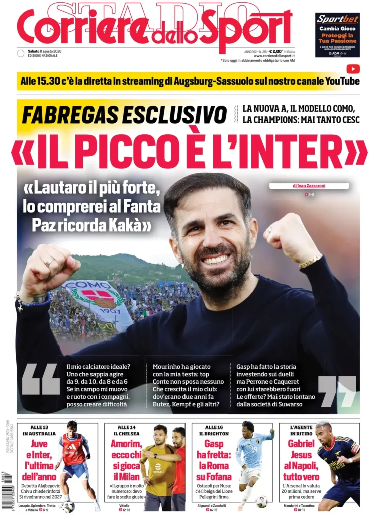 corriere dello sport prime pagine 8 agosto juventus
