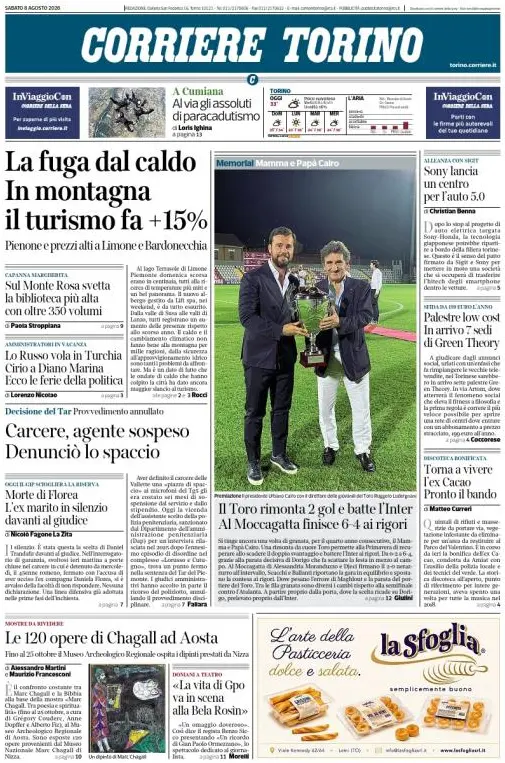 corriere della sera torino prime pagine 8 agosto juventus